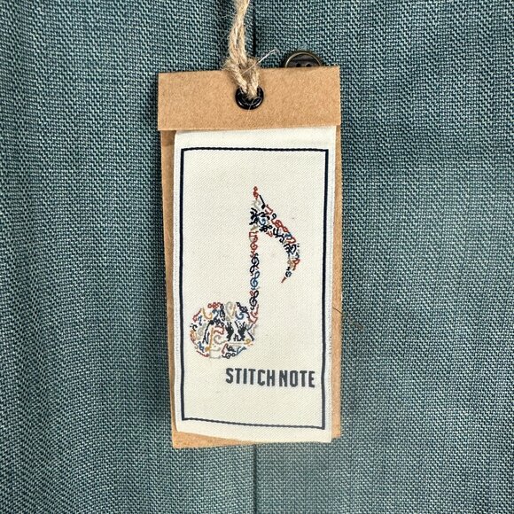 Stitch Note Mens Long Sleeved Green Solid Classic Collar Dress Shirt Size Large - Picture 2 of 7